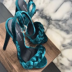 Chic Velvet Braided Heels With An Ankle Closure!